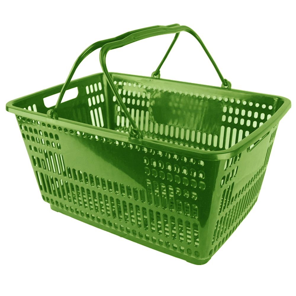Image of Green Plastic Shopping Basket